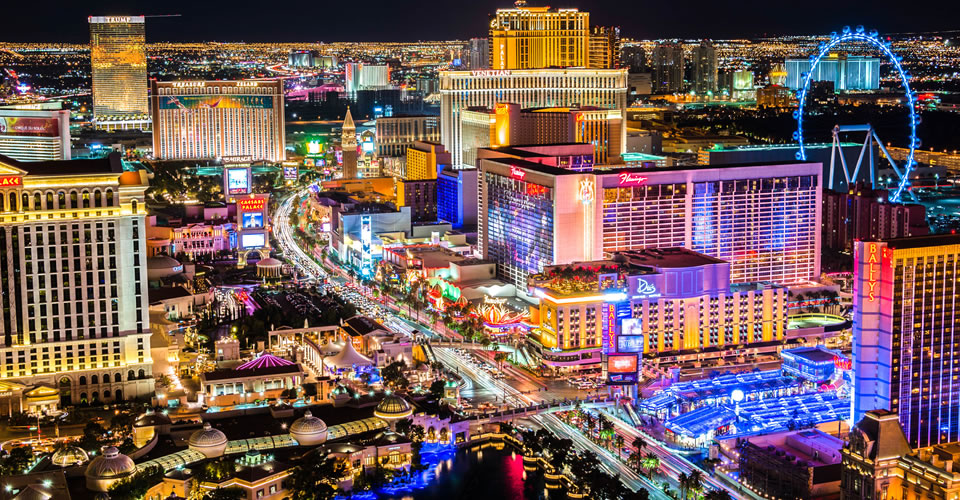 Las-Vegas-Strip-at-night-high-vantage-Stock
